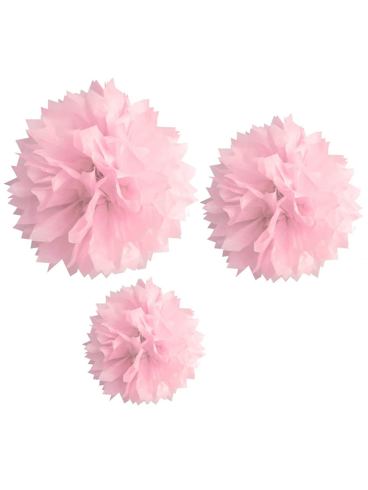 Pompons en papier pour décoration rose lot de 3