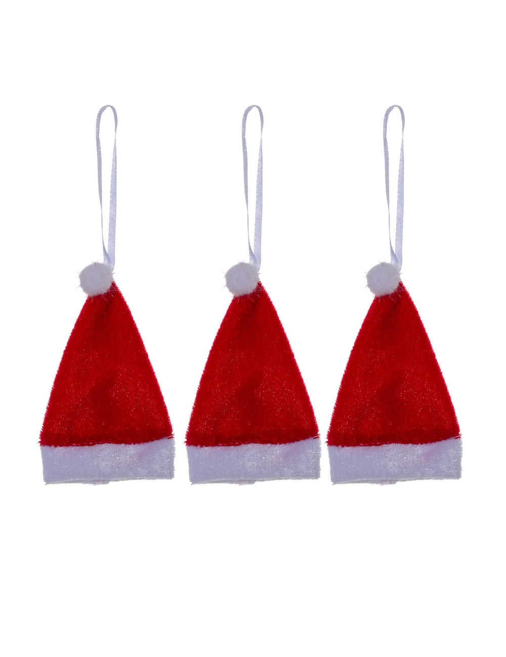 3 suspensions bonnets de Noël rouges et blancs