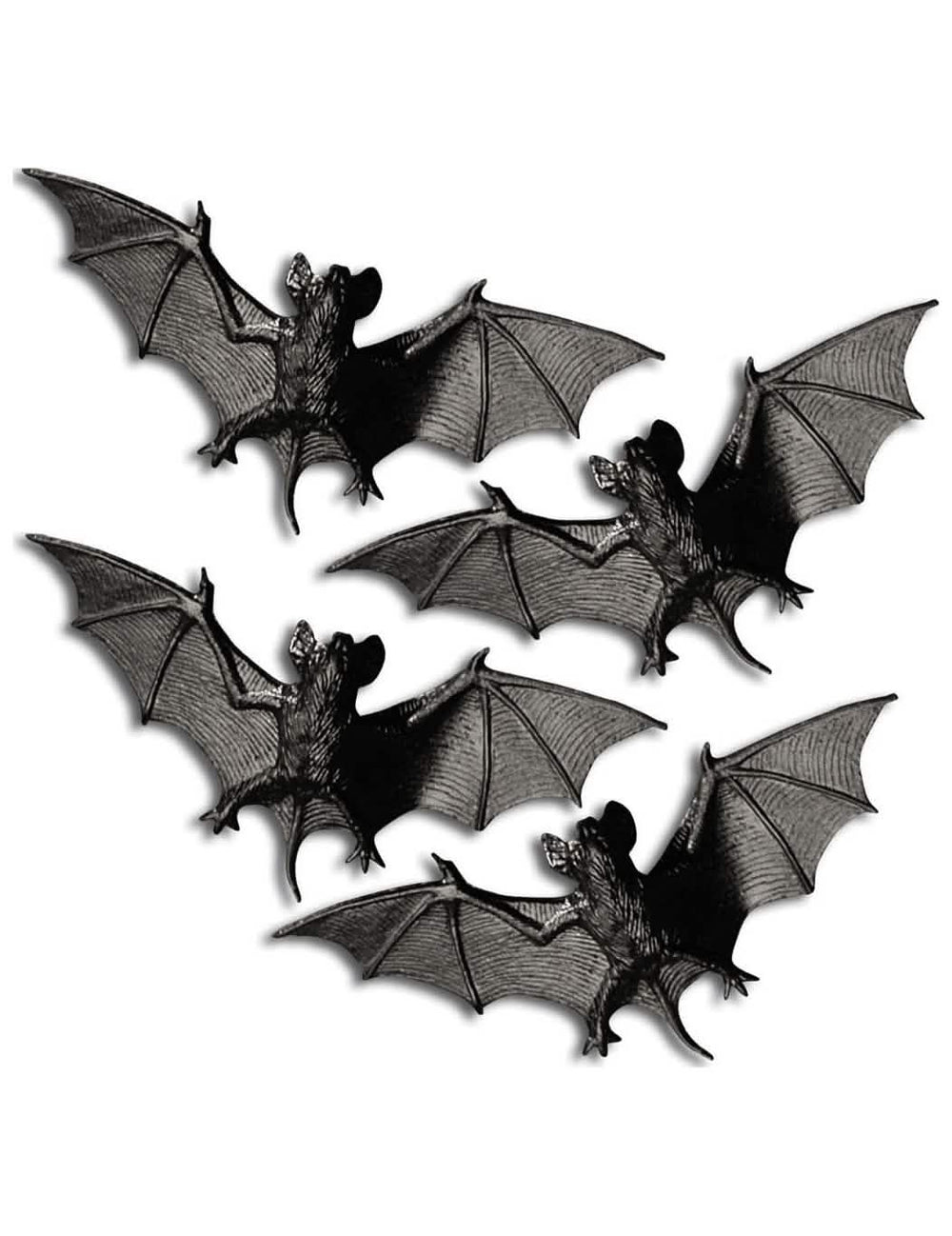Set van 4 halloween vleermuizen voor decoratie, zwart