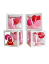Mise en scène des cubes à ballons en carton LOVE pour décoration romantique