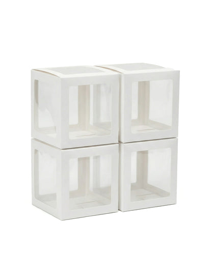 Cubes à ballons pour décoration personnalisable blancs et transparents