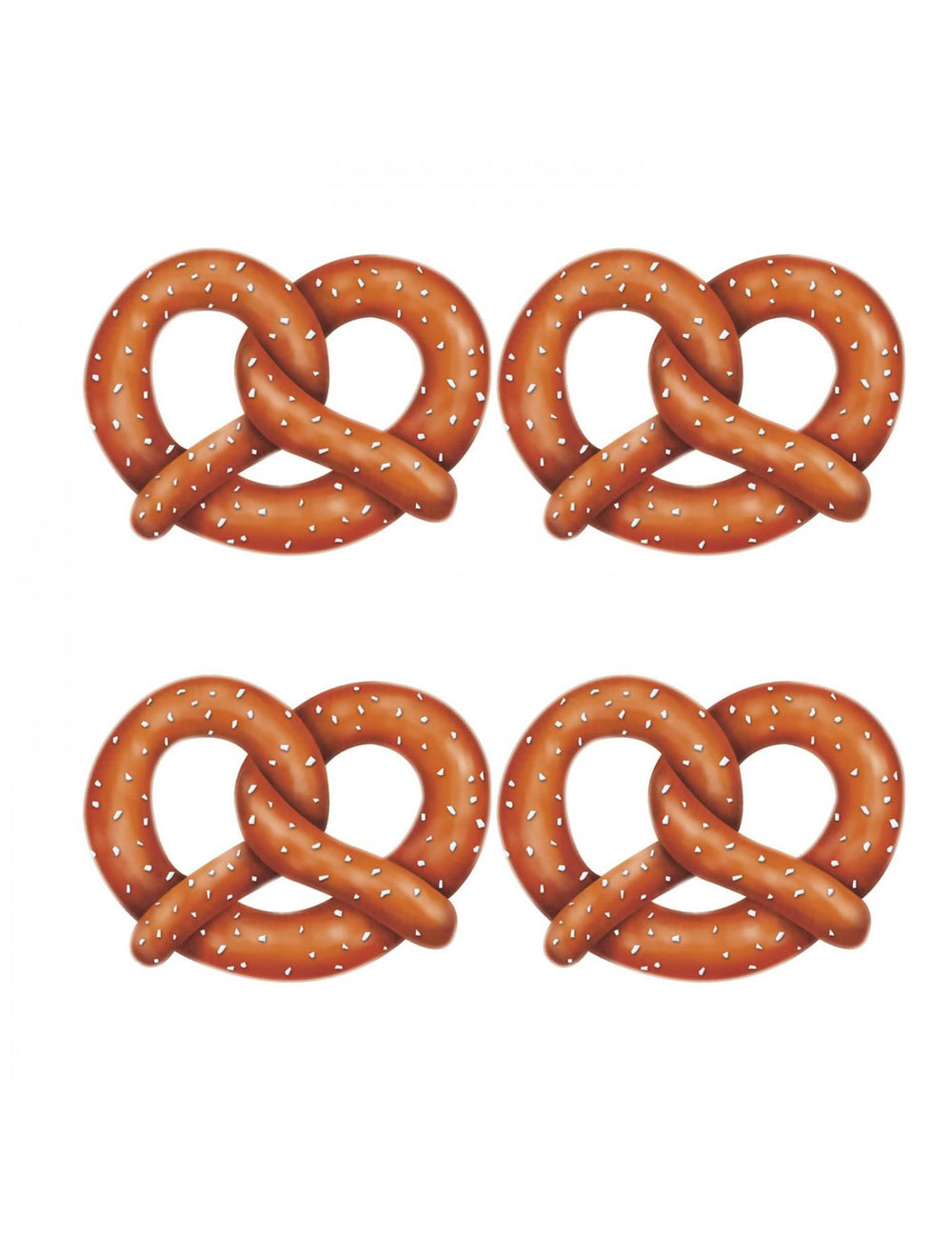 4 découpes en carton bretzels pour fête de la bière marron et blanc