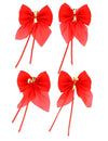 4 strikken met belletjes rood en goud 9 x 10 cm