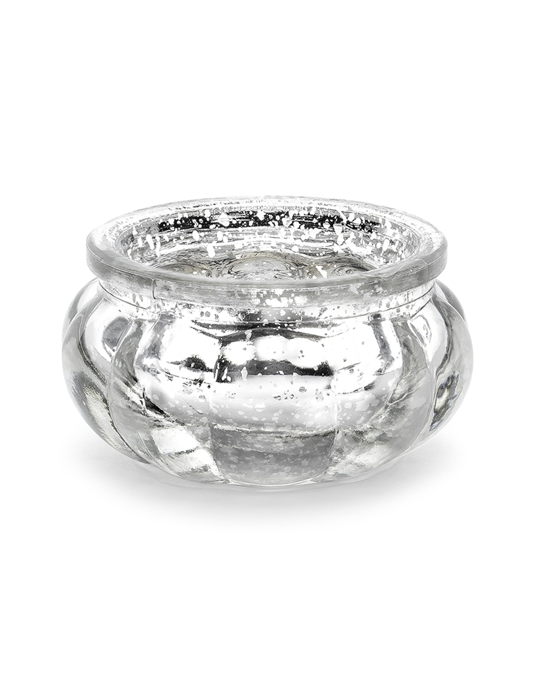 Photophore en verre miroir pour table argenté