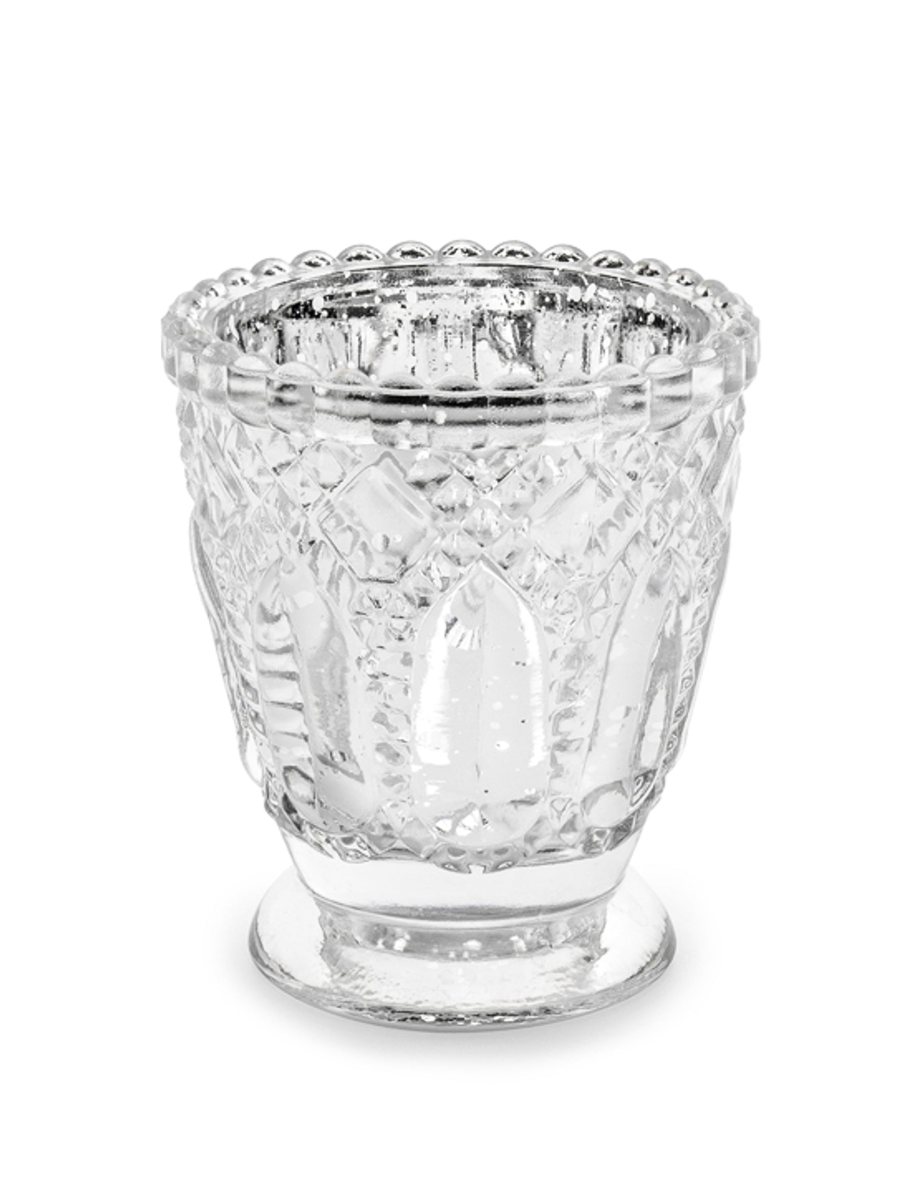 Photophore en verre de Noël transparent avec motifs en relief
