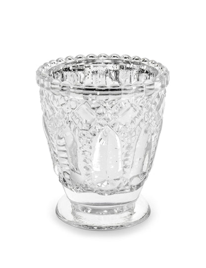 Photophore en verre de Noël transparent avec motifs en relief