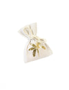 Sachets en toile palmier métallique pour dragées crème et doré