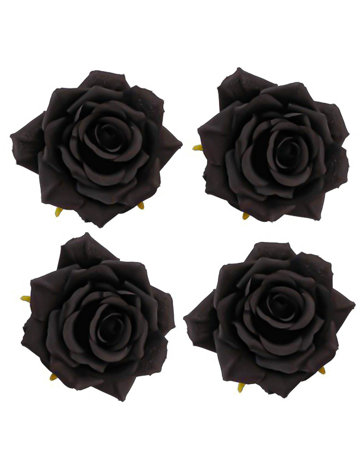 4 têtes de rose noires 9,5 x 5,5 cm