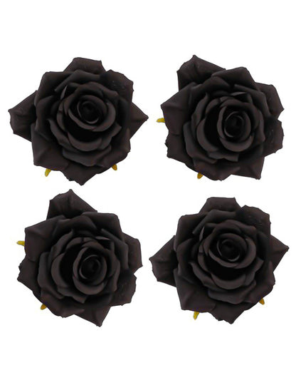 4 têtes de rose noires 9,5 x 5,5 cm