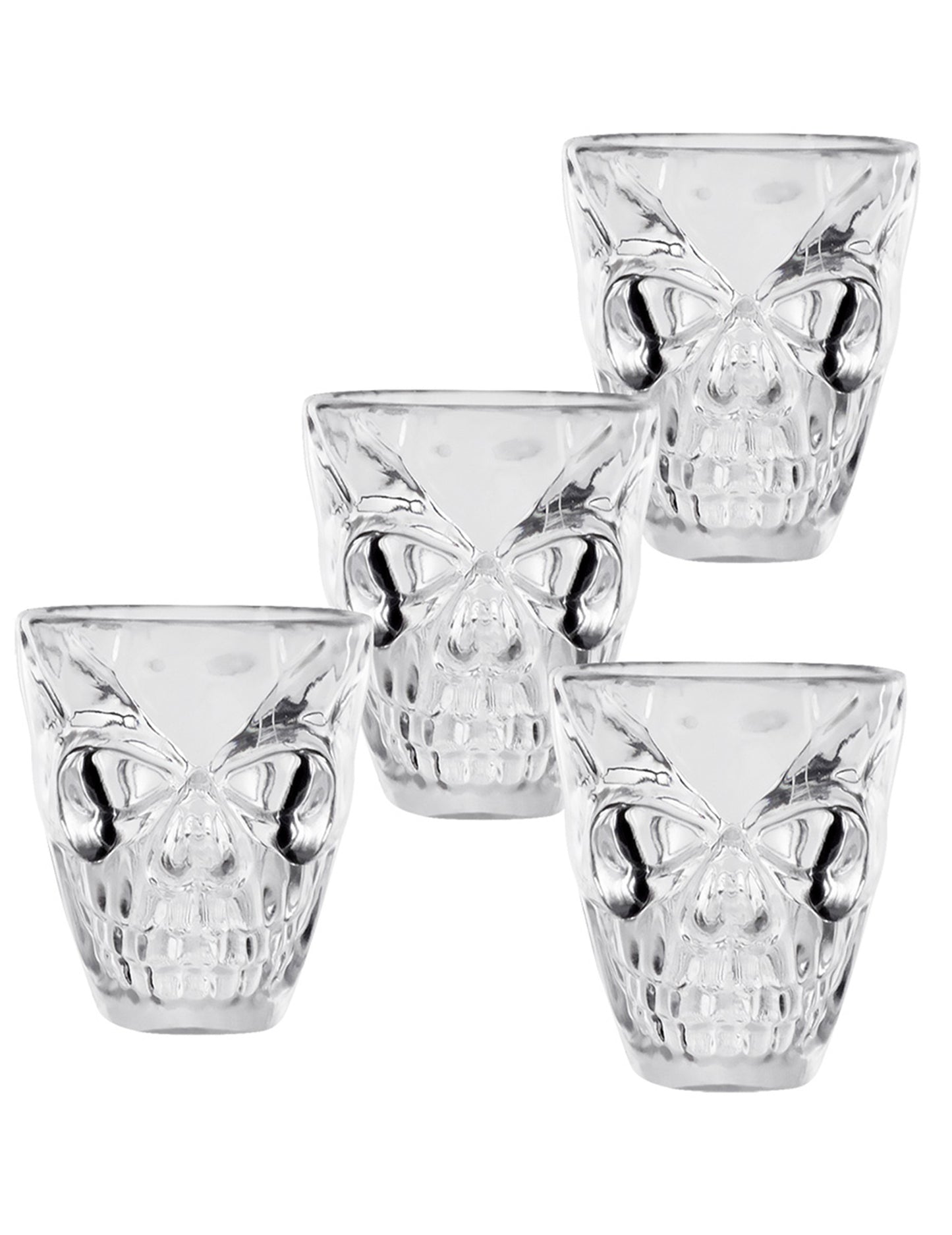 4 verres à shot tête de mort transparents