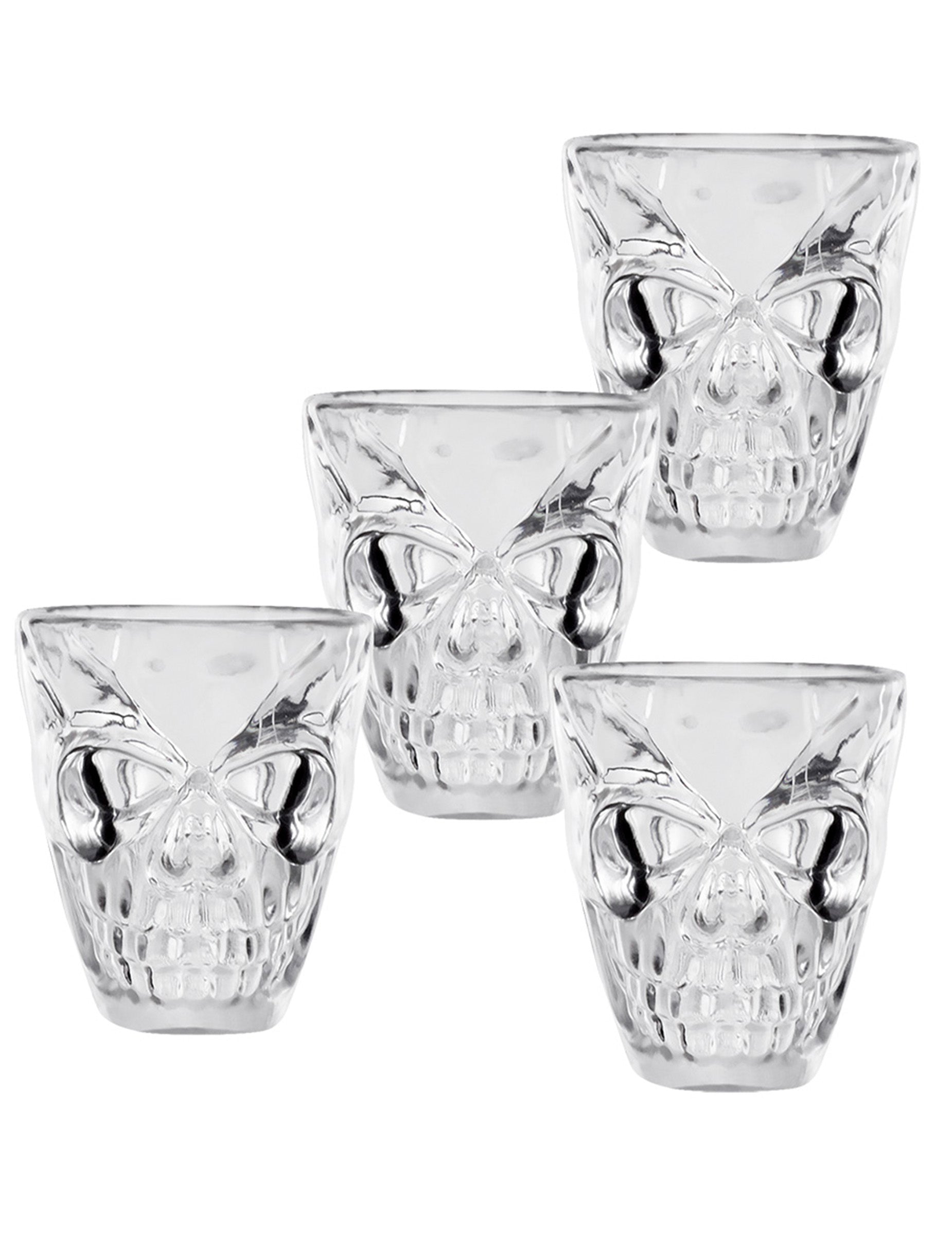 4 verres à shot tête de mort transparents