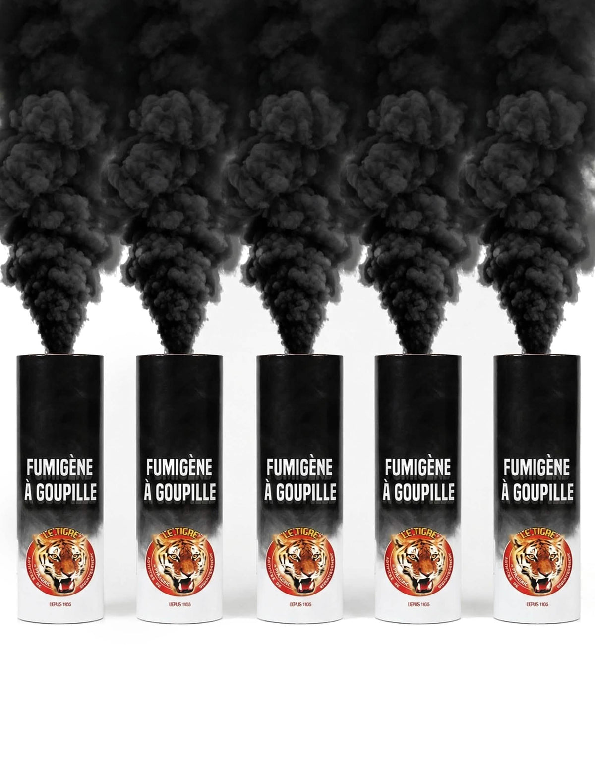 5 fumigènes à goupille noirs durée 1 minute