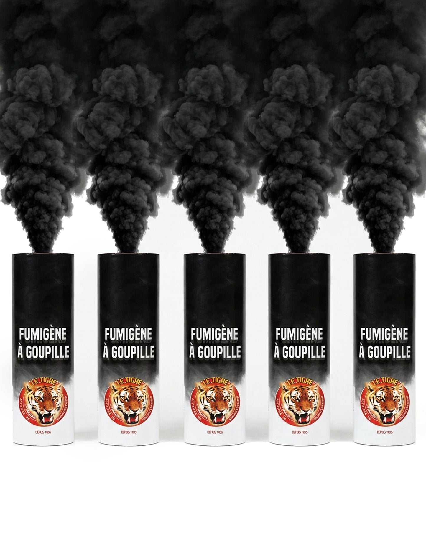 5 fumigènes à goupille noirs durée 1 minute