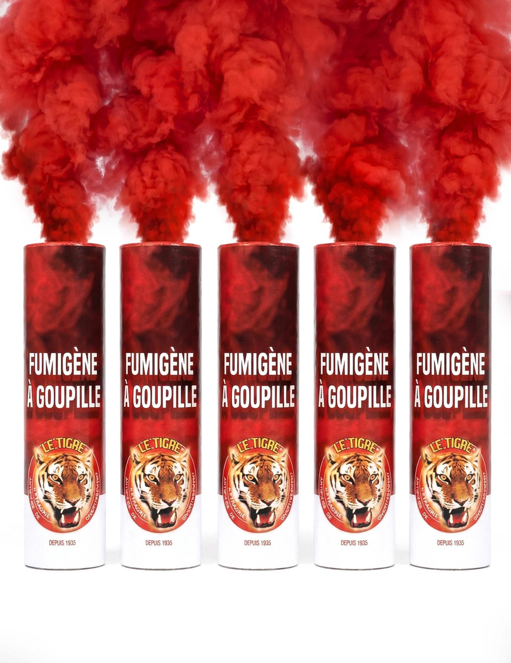 Lot de 5 fumigènes à goupille rouges durée 1 minute
