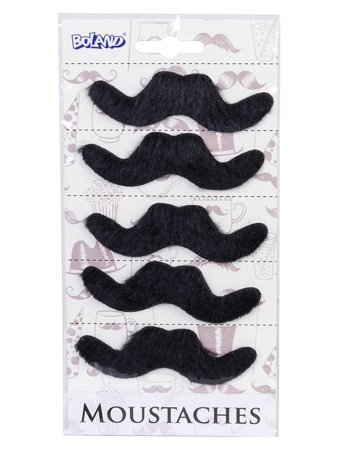 Moustaches adhésives pour adulte noires lot de 5