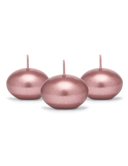 50 metallic roségouden drijfkaarsen 40 mm