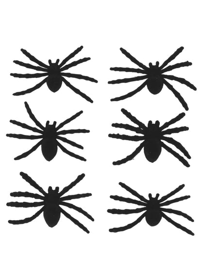 6 araignées adhésives en velours noir 7 x 5,5 cm
