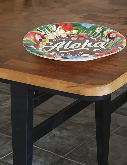 Vue de profil des assiettes Aloha Hawaï