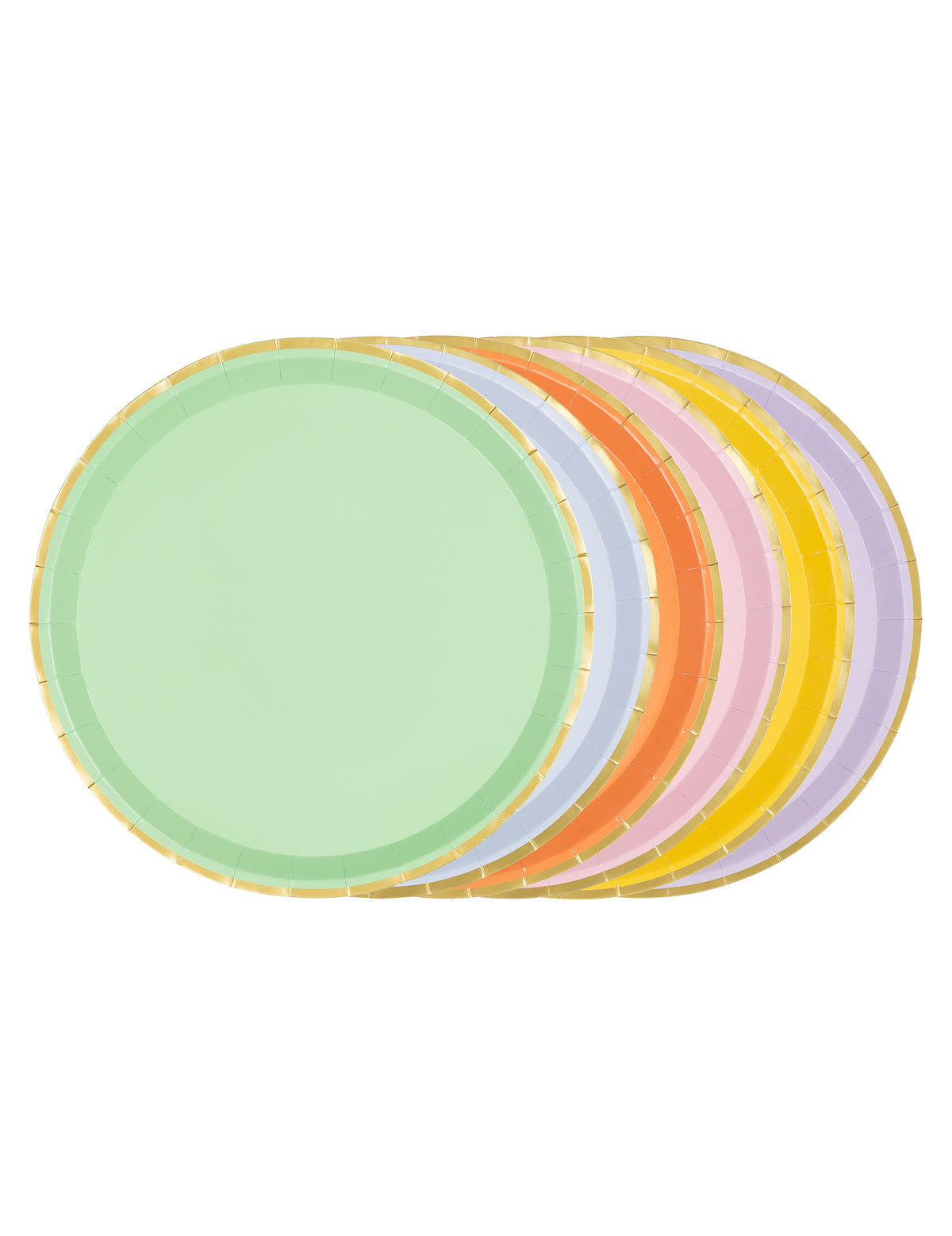 6 Assiettes en carton pastel à bord doré 21 cm