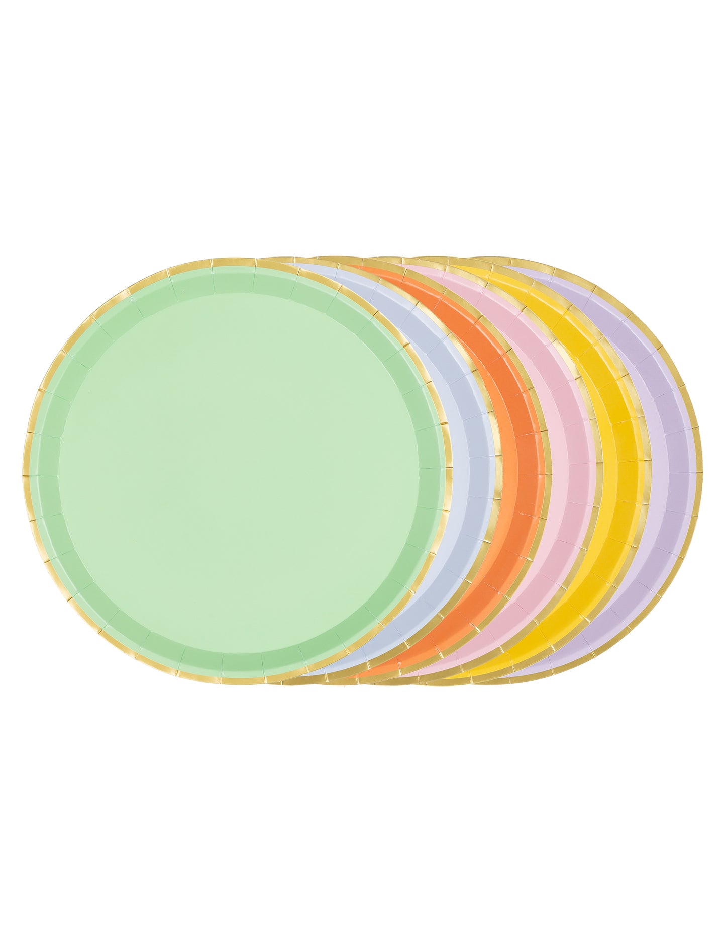 6 Kartonnen borden pastel met gouden rand 21 cm