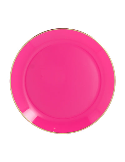 6 Assiettes réutilisables en plastique rose et or 26,5 cm