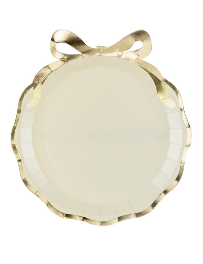6 assiettes Nœud beige et doré 24 x 26,8 cm