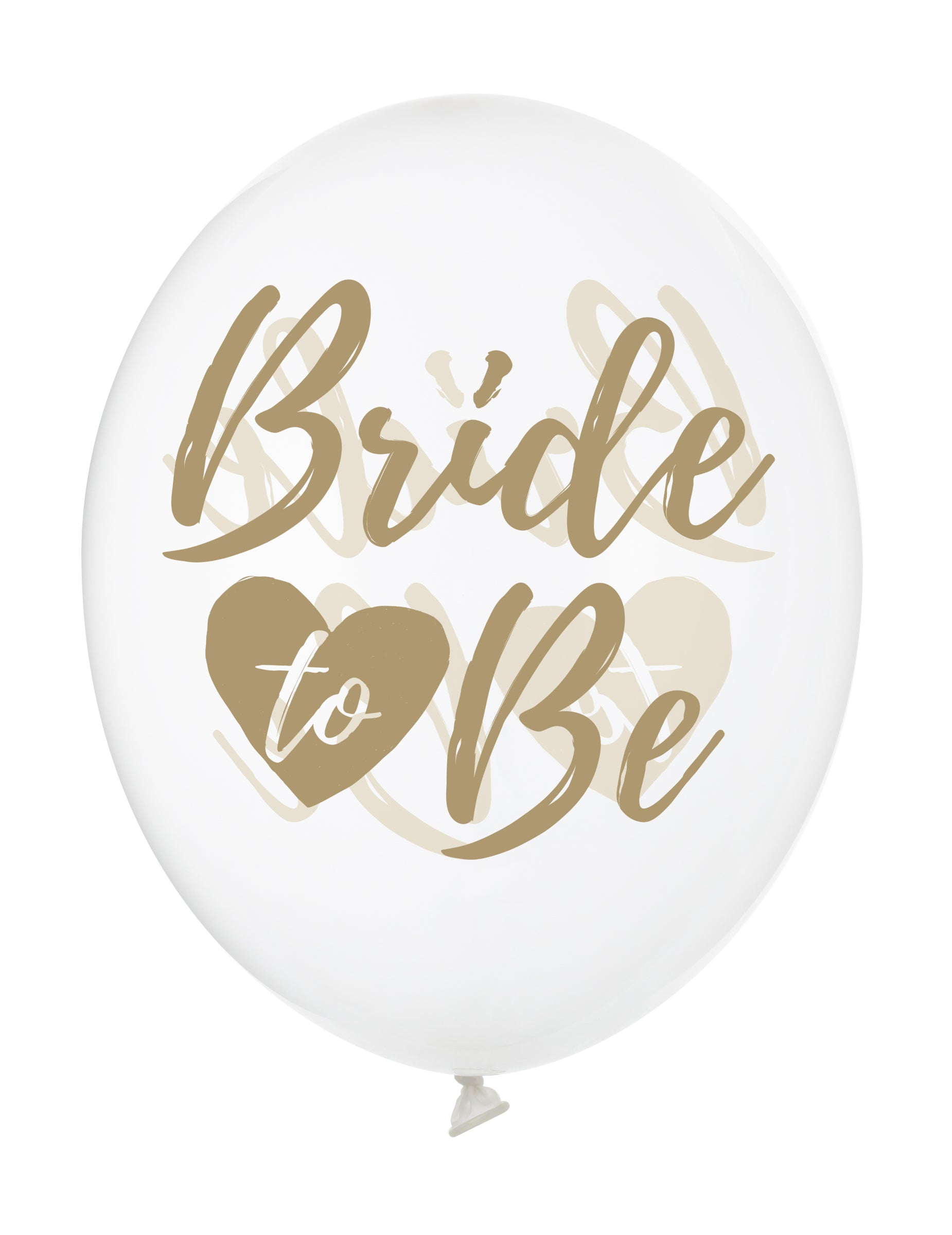 Gros plan sur l'inscription dorée des ballons transparents bride to be pour décoration evjf