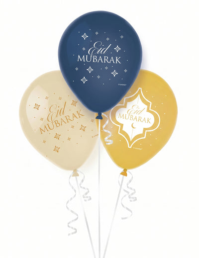 6 Eid Mubarak Latex Ballonnen 27,5 cm Feestdecoratie