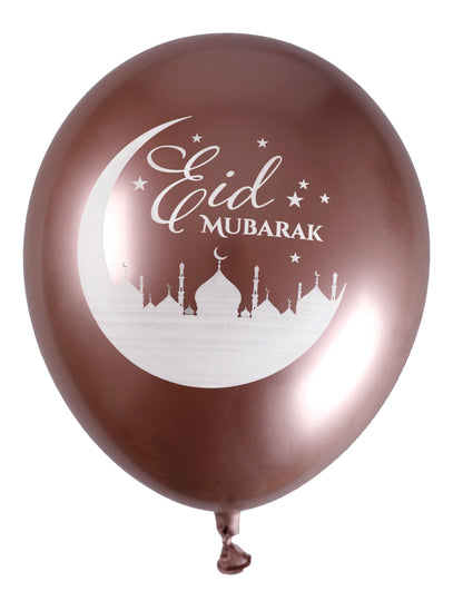 Mise en situation sur une table de fête des ballons en latex Eid Mubarak