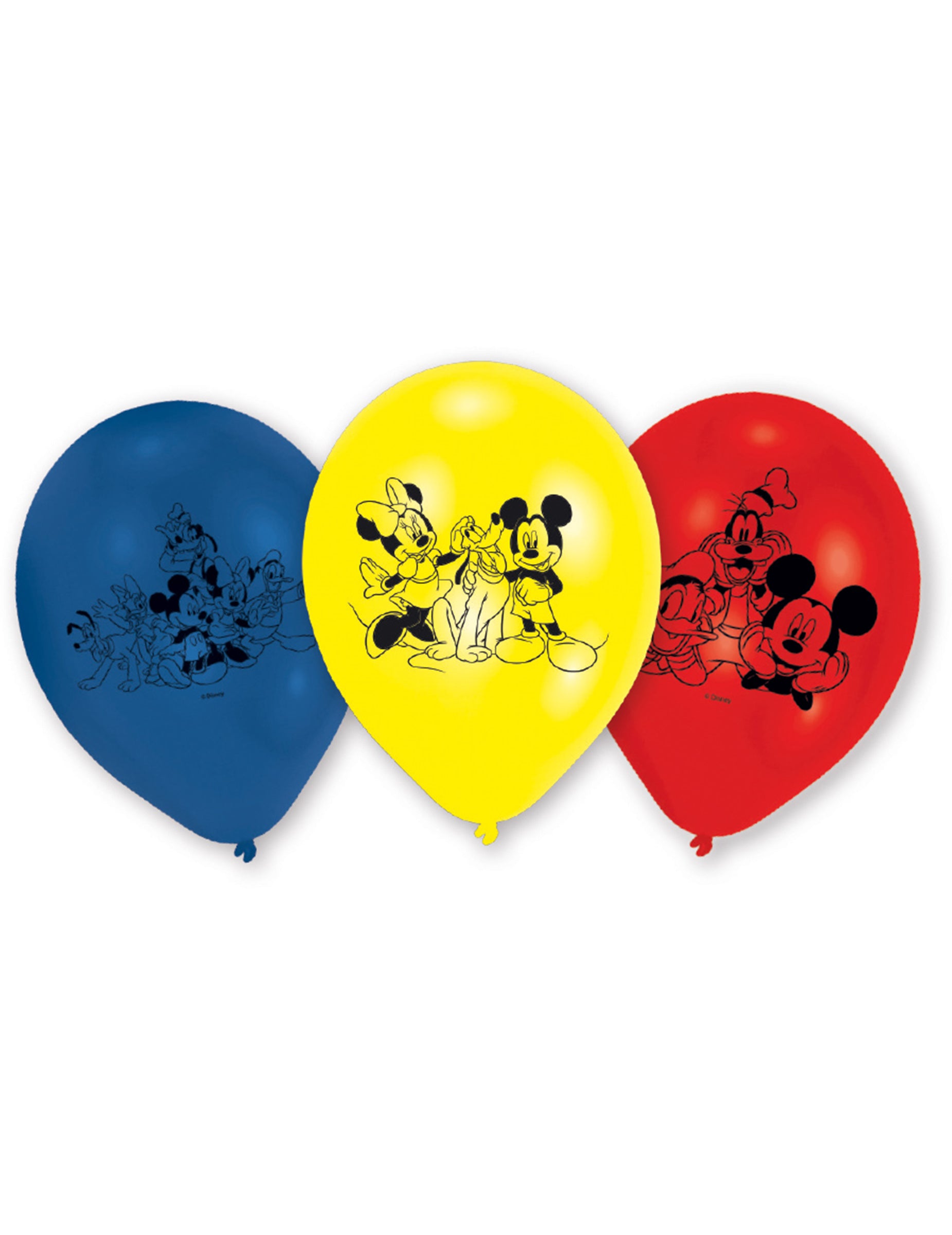 Ballons en latex Mickey Mouse pour enfant bleus jaunes et rouges