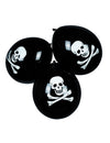 Ballons en latex pirate pour décoration noirs avec tête de mort blanche