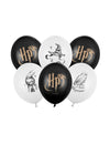 6 Ballons Harry Potter™ noir et blanc 30 cm