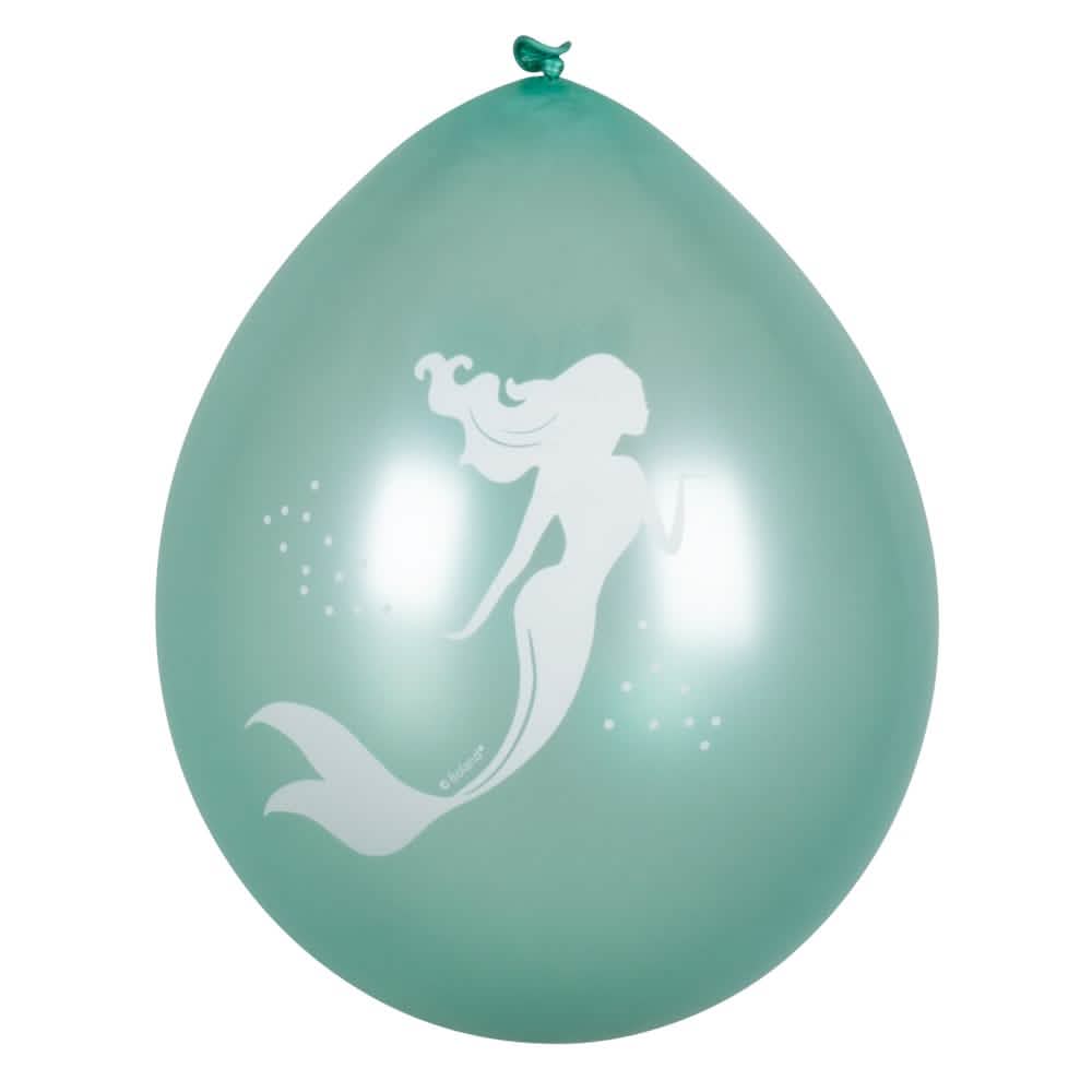 Vue du ballon vert avec motif de sirène blanche des Ballons Sirène Lagune