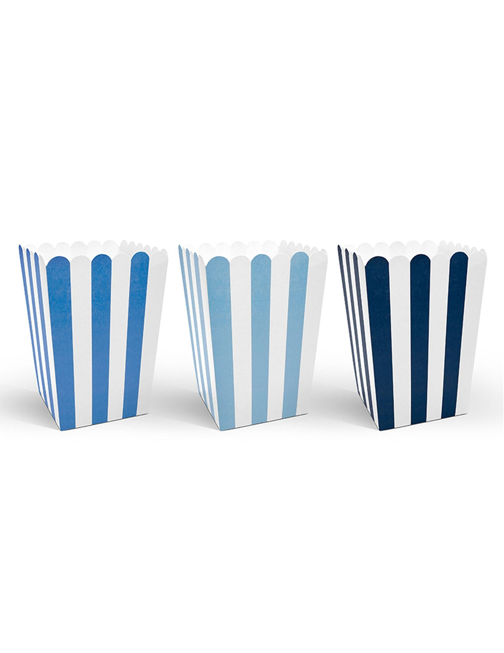 Boîtes à popcorn à rayures pour fête bleues