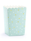 6 mintgroene popcornboxen van karton met witte en gouden stippen