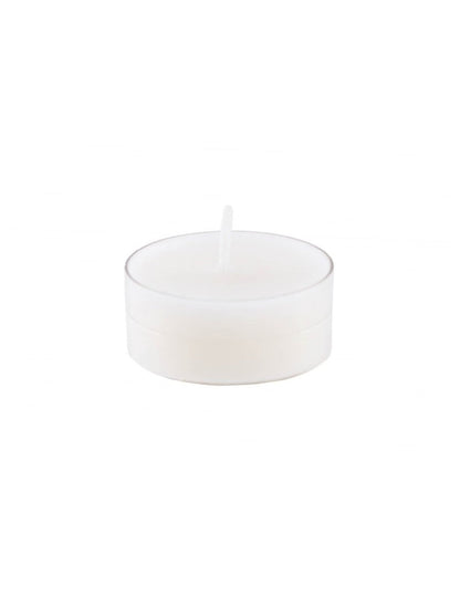 Bougies chauffe-plats blanches avec support transparent