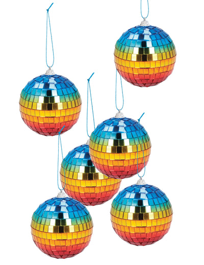 6 Regenboog discoballen 8 cm