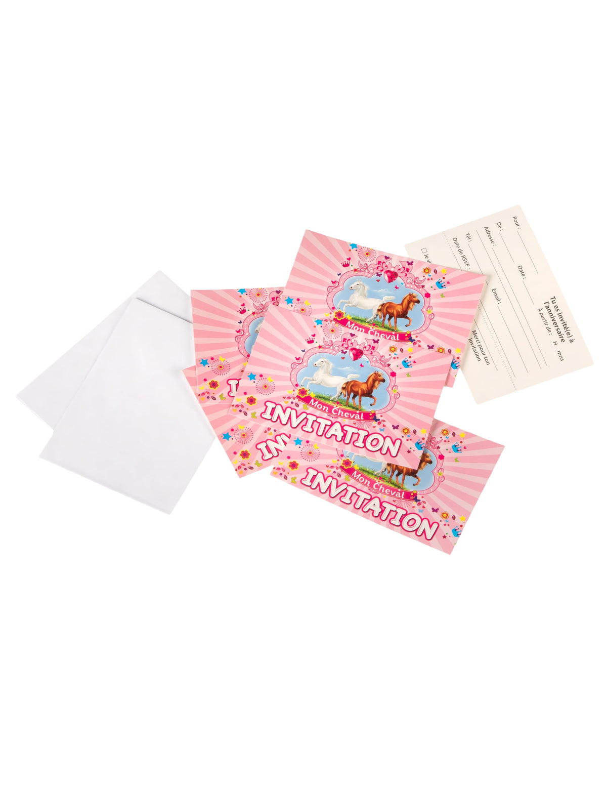 6 cartons d'invitations avec enveloppes mon cheval pour goûter festif
