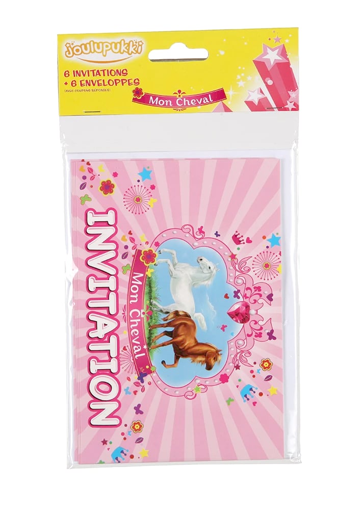 6 cartons d'invitations avec enveloppes mon cheval pour goûter festif
