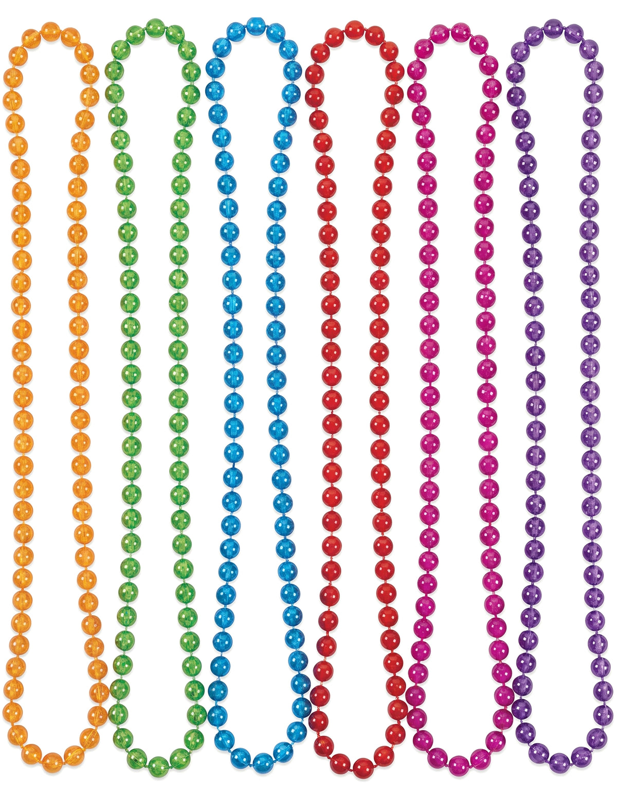 6 colliers de perles en plastique transparent et coloré