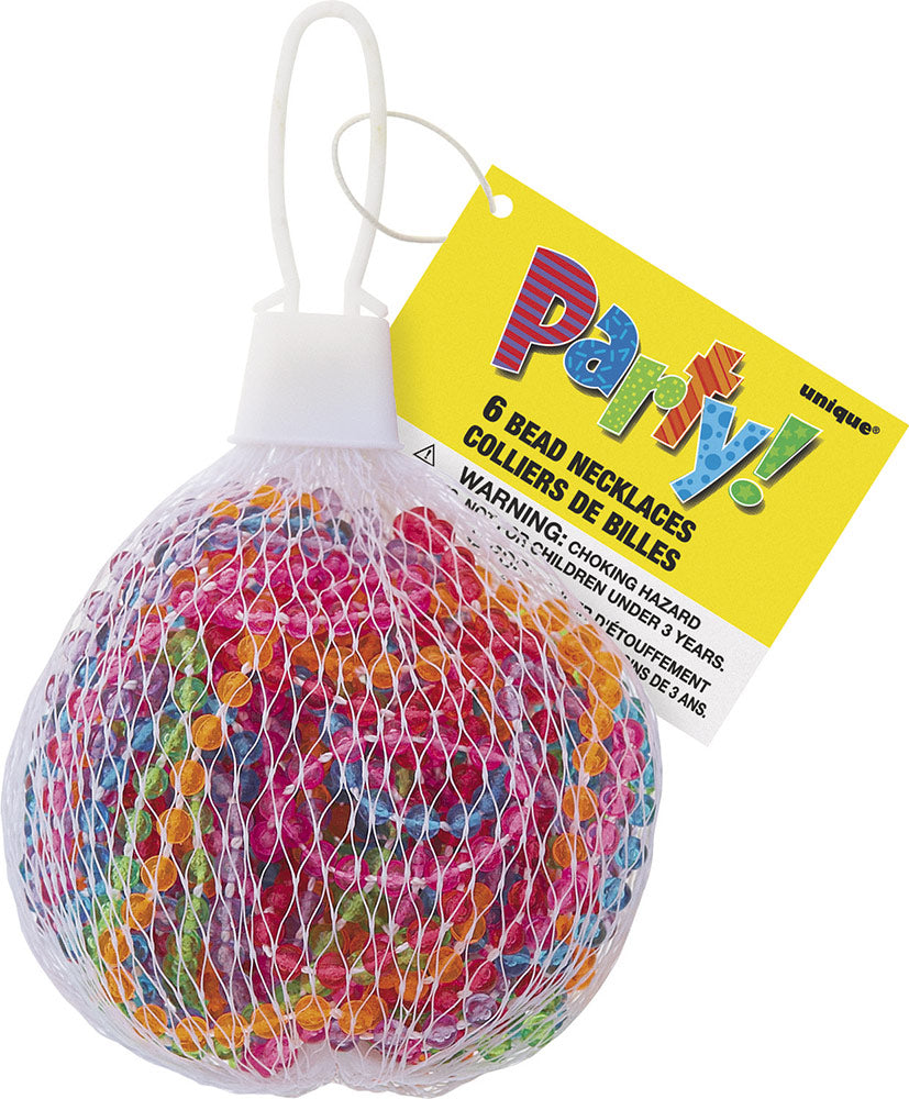 6 colliers de perles en plastique transparent et coloré