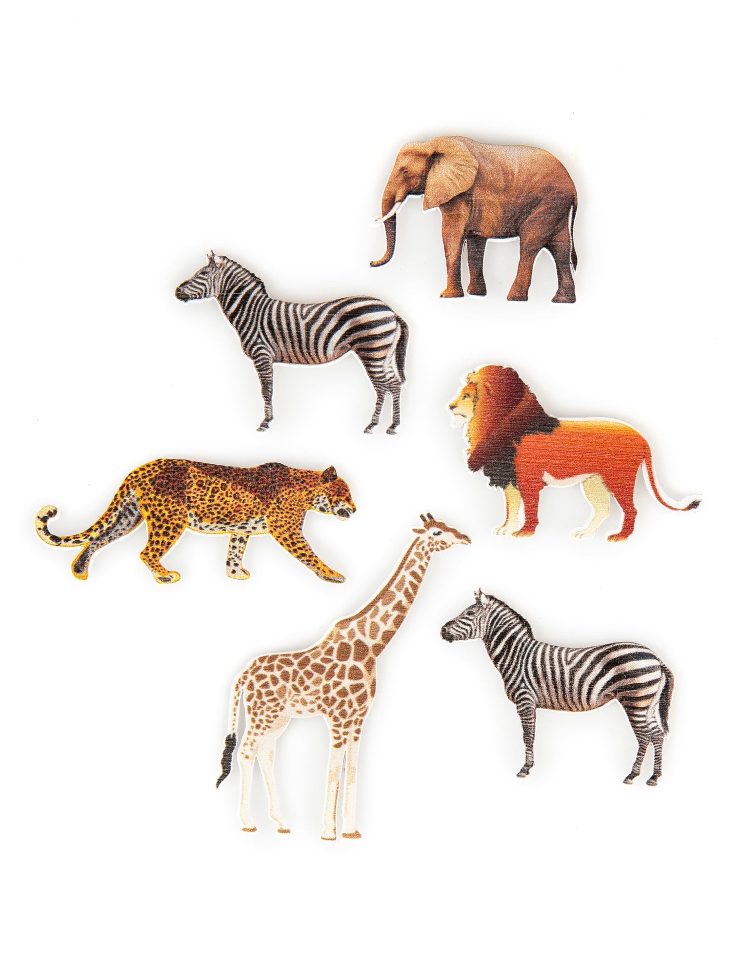 Confettis de table animaux de la savane en bois multicolores