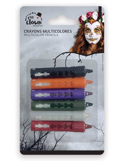 6 crayons rétractables Halloween pour adulte multicolores