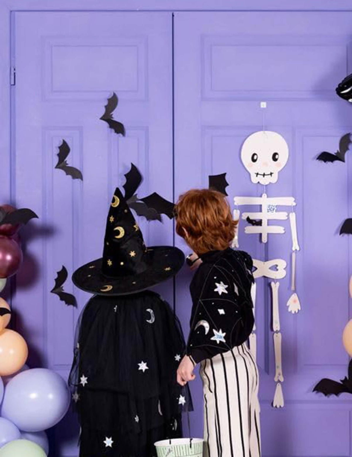 6 Décorations en papier chauve-souris noires 19 et 29 cm