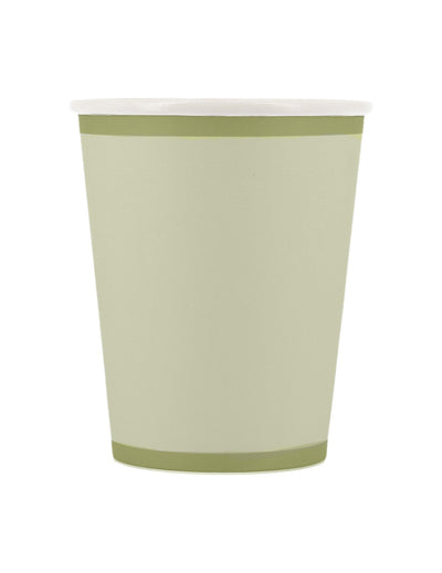Gobelets bi-color en carton champêtre pour fête vert de gris et vert sauge