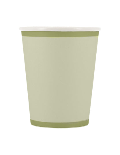 Gobelets bi-color en carton champêtre pour fête vert de gris et vert sauge