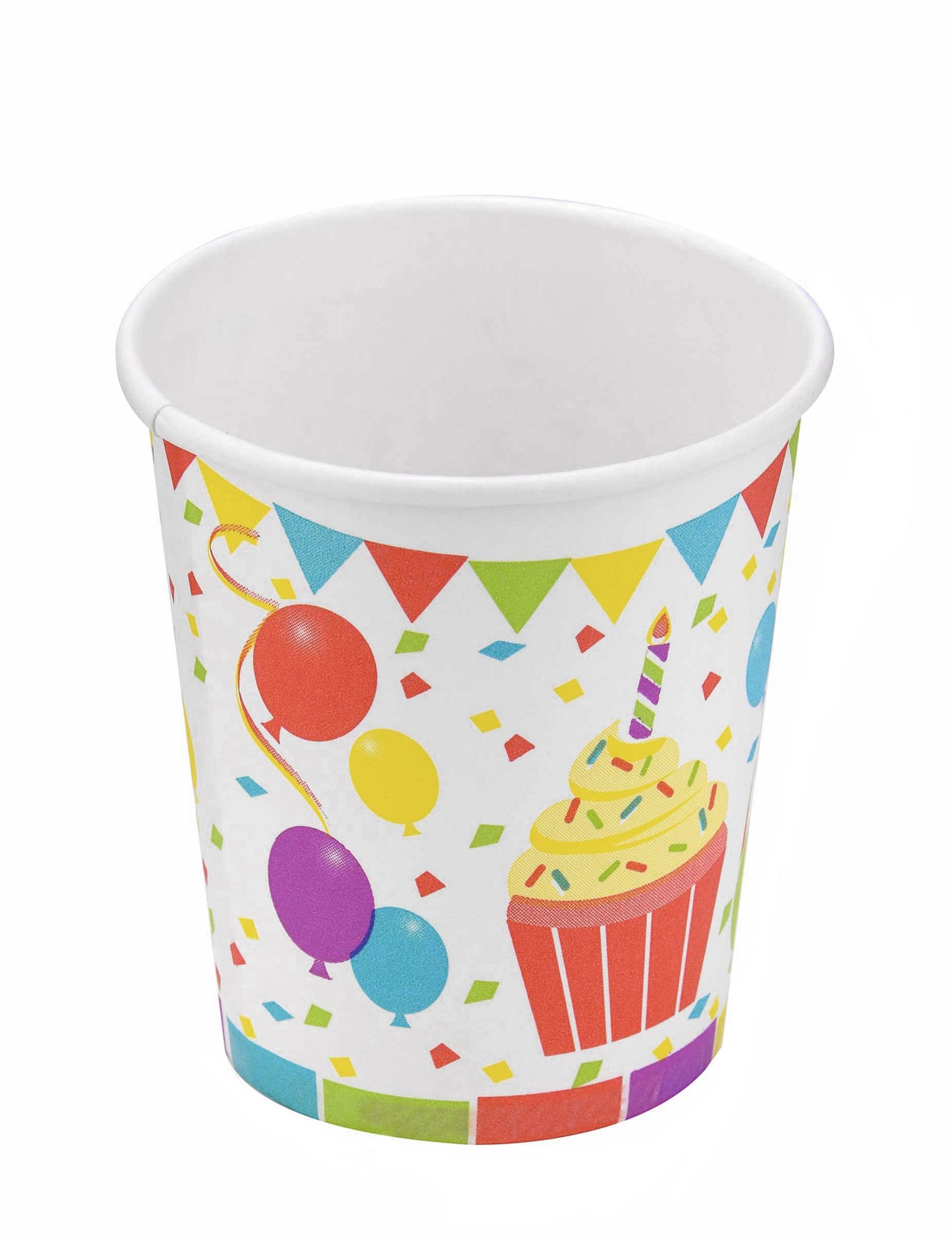 Gobelet en carton ballons d'anniversaire et cupcakes pour anniversaire multicolore