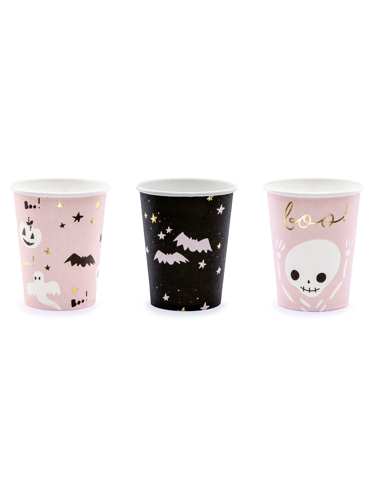 Gobelets en carton Halloween pour fête roses et noirs mignons