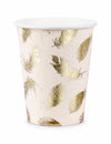 Gobelets en carton lovely swan rose et plumes dorées