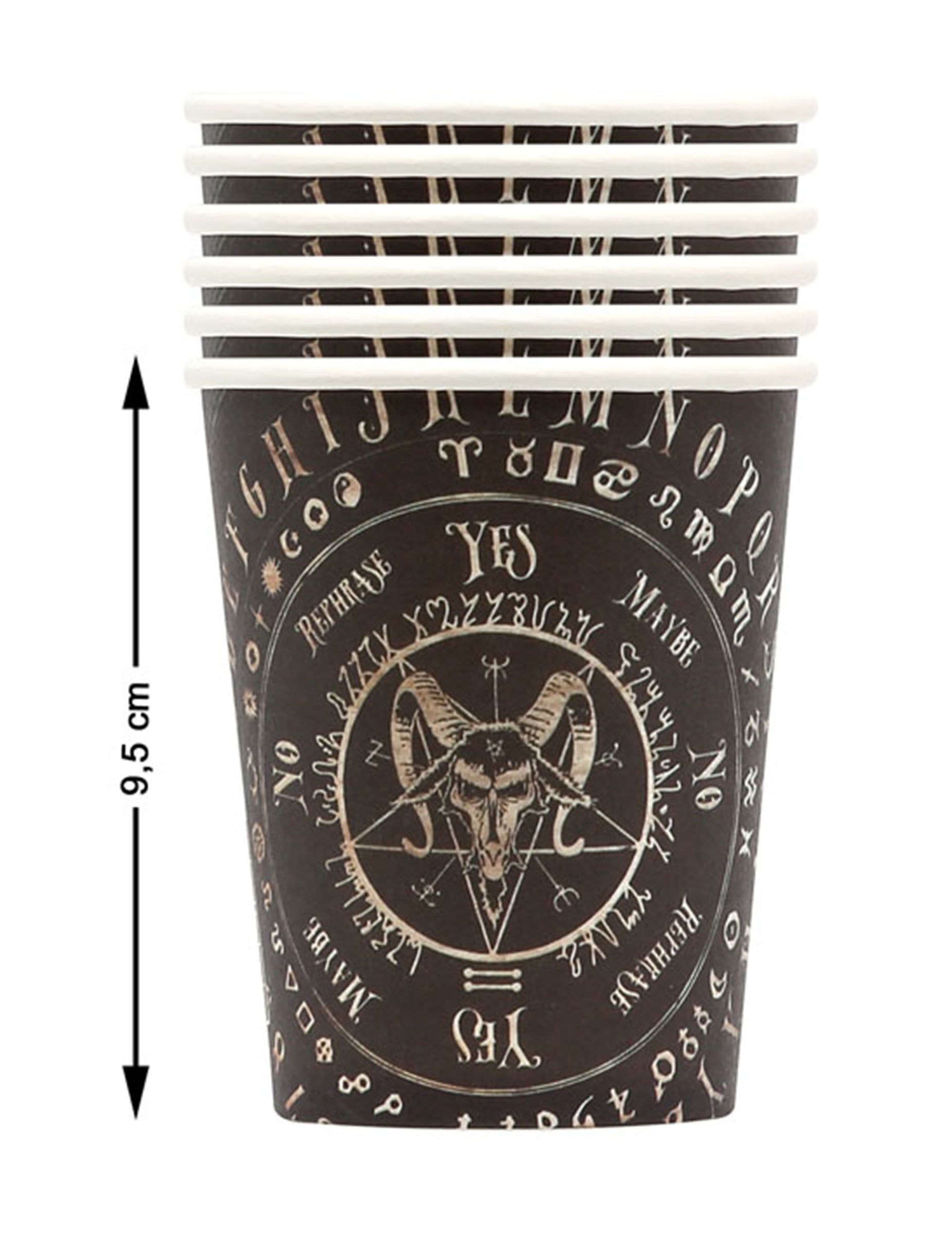 Détail des dimensions des gobelets en carton ouija